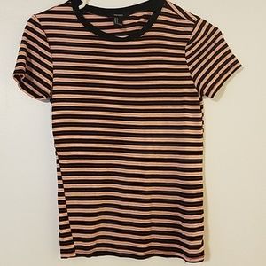 Forever 21 Tee.  Black orange and white stripe.  S
